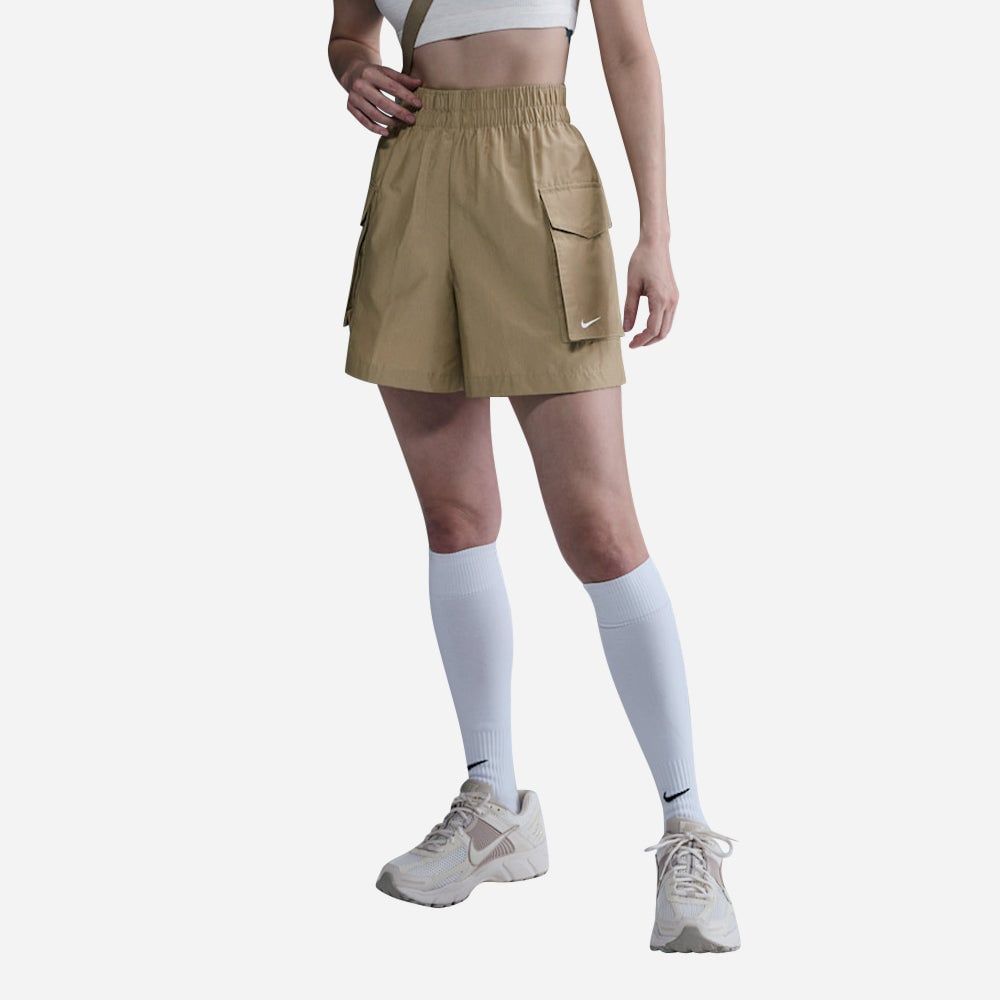 Nike - Quần ngắn thời trang Nữ Women's Sportswear Essential Woven High-Waisted 5 Inch Cargo Shorts - Brown