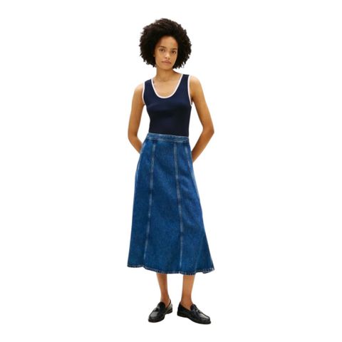 Tommy Hilfiger - Váy Jean Nữ Denim Ray Flared Midi Skirt