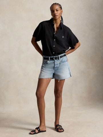 Ralph Lauren - Áo Sơ Mi Nữ Oversize Fit Linen Short-Sleeve Shirt