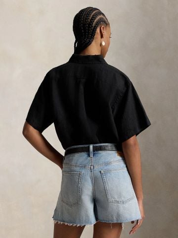 Ralph Lauren - Áo Sơ Mi Nữ Oversize Fit Linen Short-Sleeve Shirt