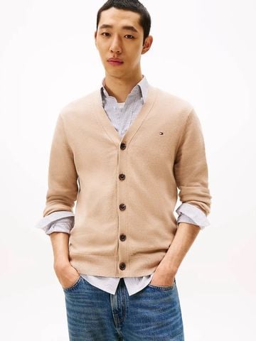 Tommy Hilfiger - Áo khoác len tay dài nam TH Pima Cardigan Tipped