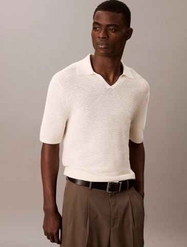 Calvin Klein - Áo len có cổ nam Tech Knit Sweater Polo Shirt