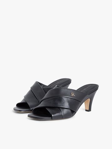 Tommy Hilfiger - Giày Cao Gót Nữ Leather Crossover Strap Heeled Mules
