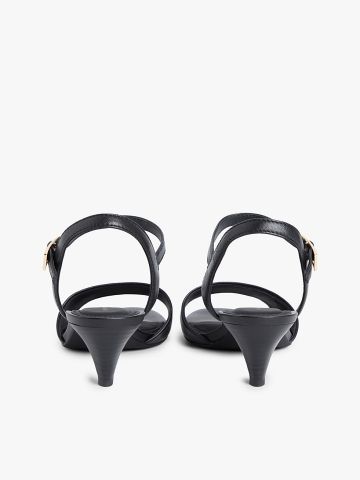 Tommy Hilfiger - Xăng Đan Nữ Leather Open Toe Heeled Sandals