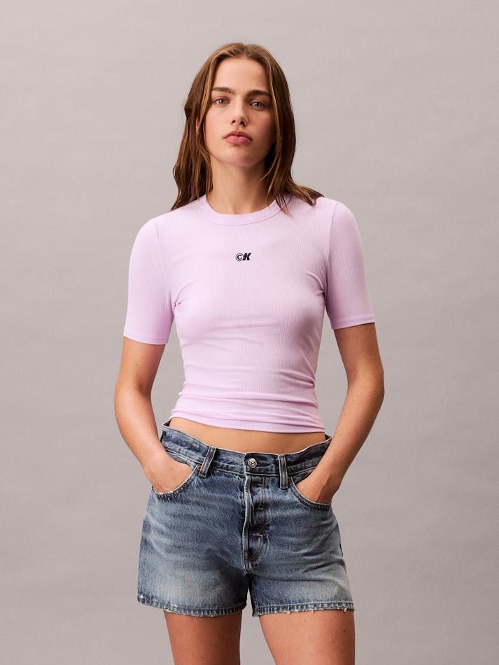 Calvin Klein - Áo phông thời trang nữ CK Logo Modal Stretch Classic Tee