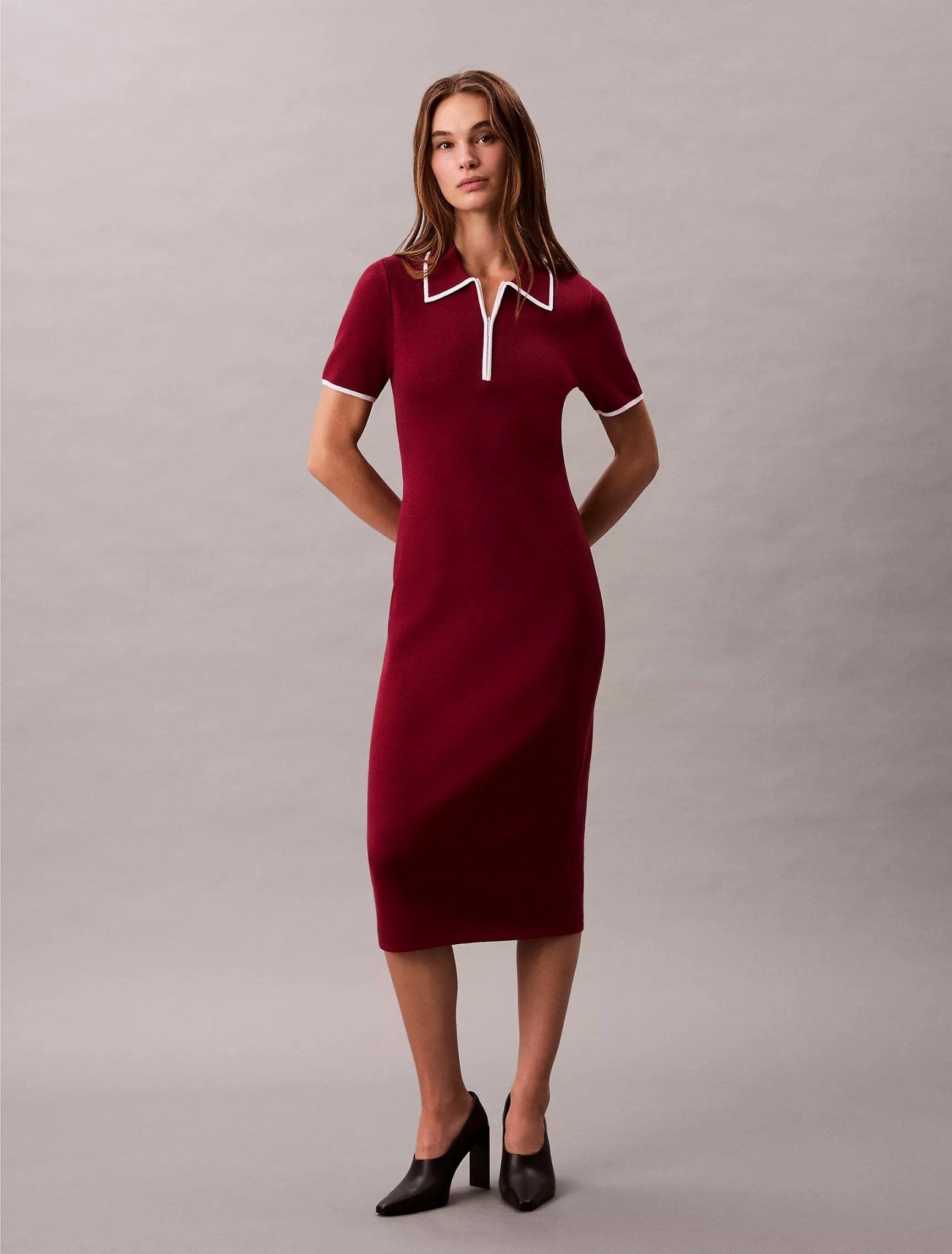 Calvin Klein - Đầm nữ Colorblock Trim Midi Dress