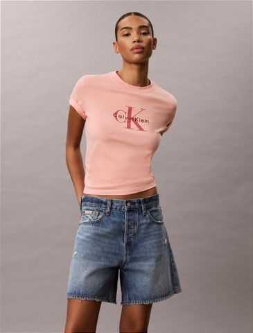 Calvin Klein - Áo Thun Tay Ngắn Nữ Washed Cotton Monogram T-Shirt