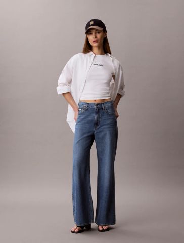 Calvin Klein - Áo Thun Tay Ngắn Nữ Contour Rib Logo Cropped Tee