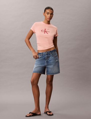 Calvin Klein - Áo Thun Tay Ngắn Nữ Washed Cotton Monogram T-Shirt