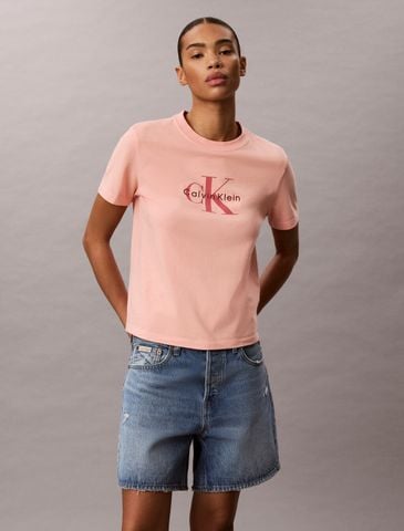 Calvin Klein - Áo Thun Tay Ngắn Nữ Washed Cotton Monogram T-Shirt