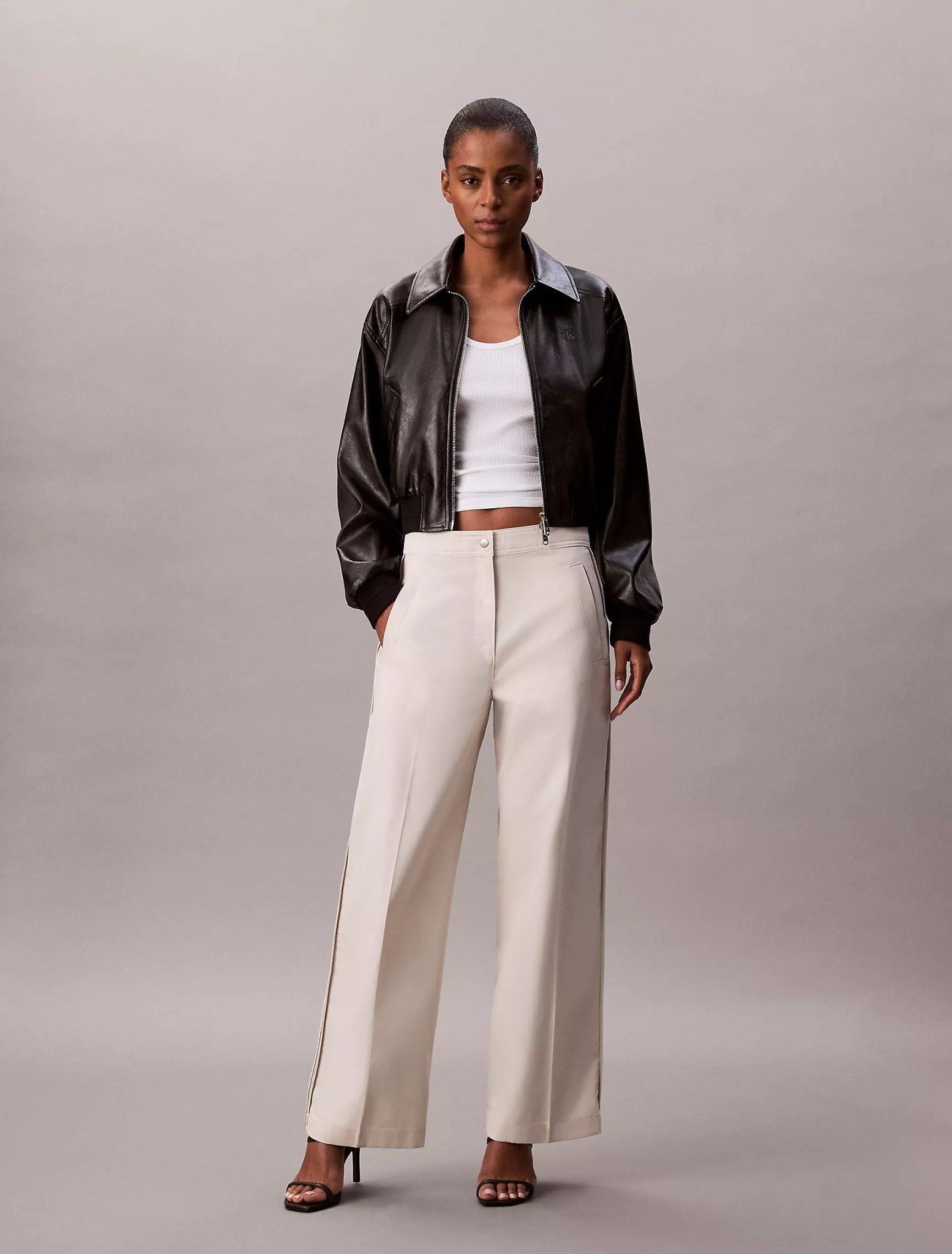 Calvin Klein - Quần dài nữ Cotton Twill Logo Tape Pants