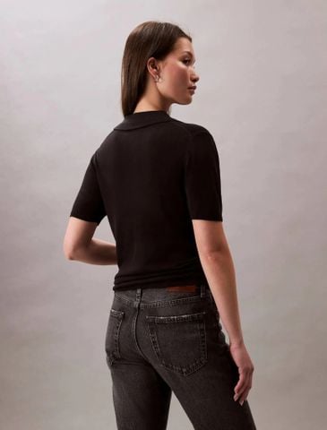 Calvin Klein - Áo polo dệt kim Nữ Fine Gauge Viscose Polo