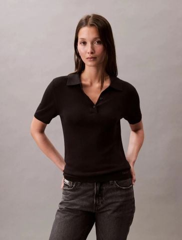 Calvin Klein - Áo polo dệt kim Nữ Fine Gauge Viscose Polo