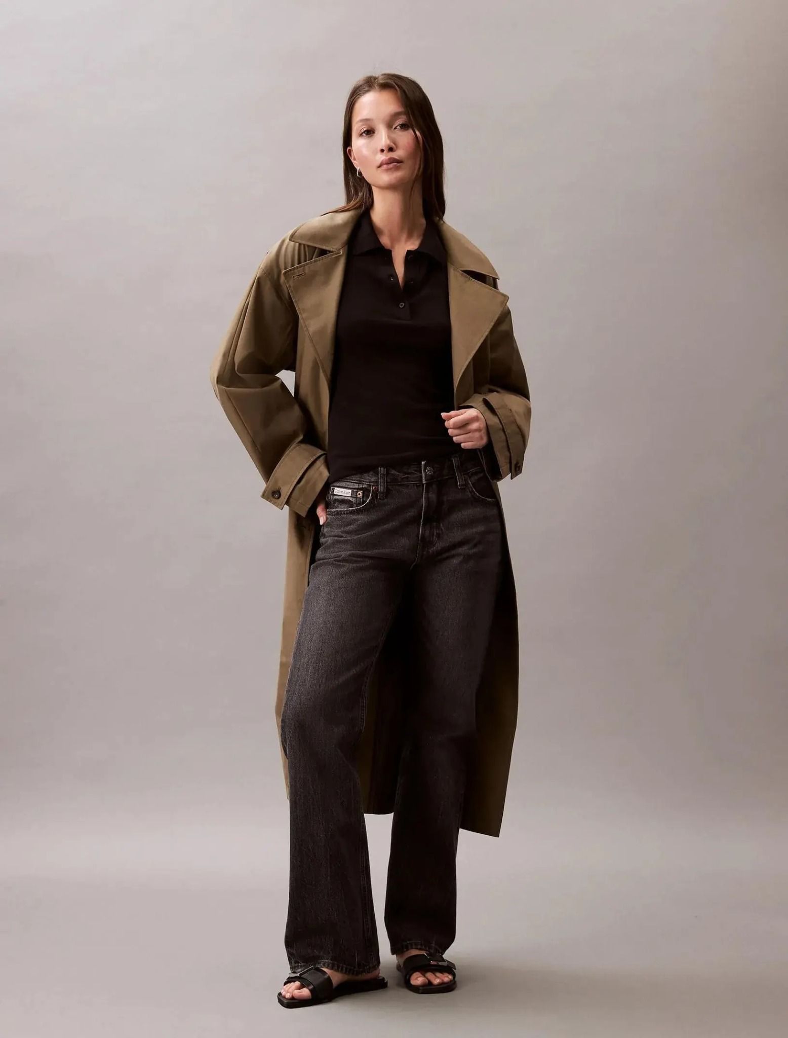 Calvin Klein - Áo polo dệt kim Nữ Fine Gauge Viscose Polo