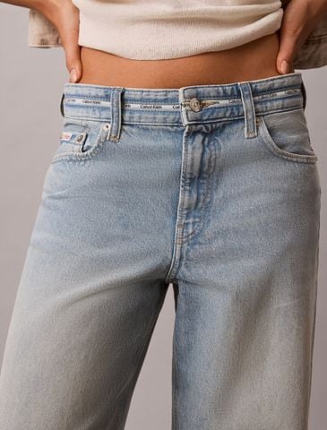 Calvin Klein - Quần Jean Dài Nữ Low Rise Logo Tape Baggy Jeans - 4