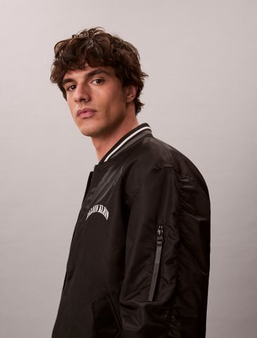 Calvin Klein - Áo Bomber Nam Long Sleeve Unfilled Nylon Tipped Graph