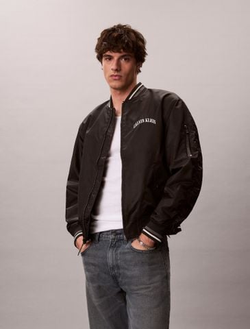 Calvin Klein - Áo Bomber Nam Long Sleeve Unfilled Nylon Tipped Graph