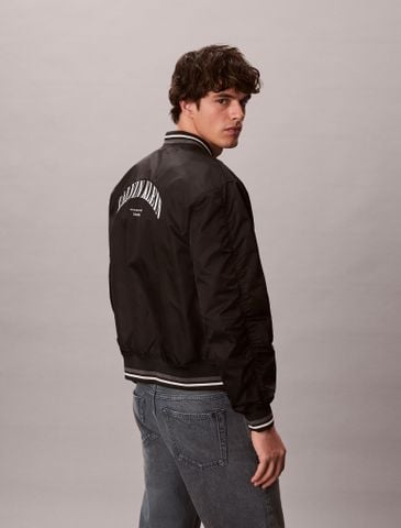 Calvin Klein - Áo Bomber Nam Long Sleeve Unfilled Nylon Tipped Graph