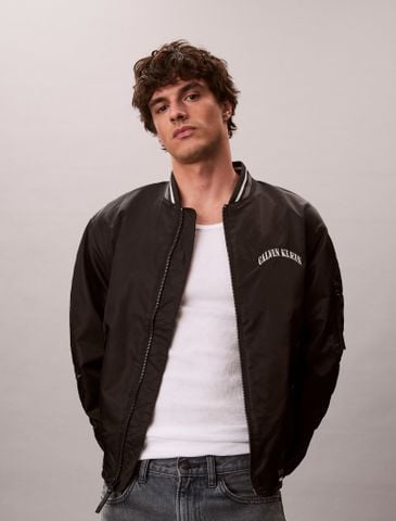 Calvin Klein - Áo Bomber Nam Long Sleeve Unfilled Nylon Tipped Graph