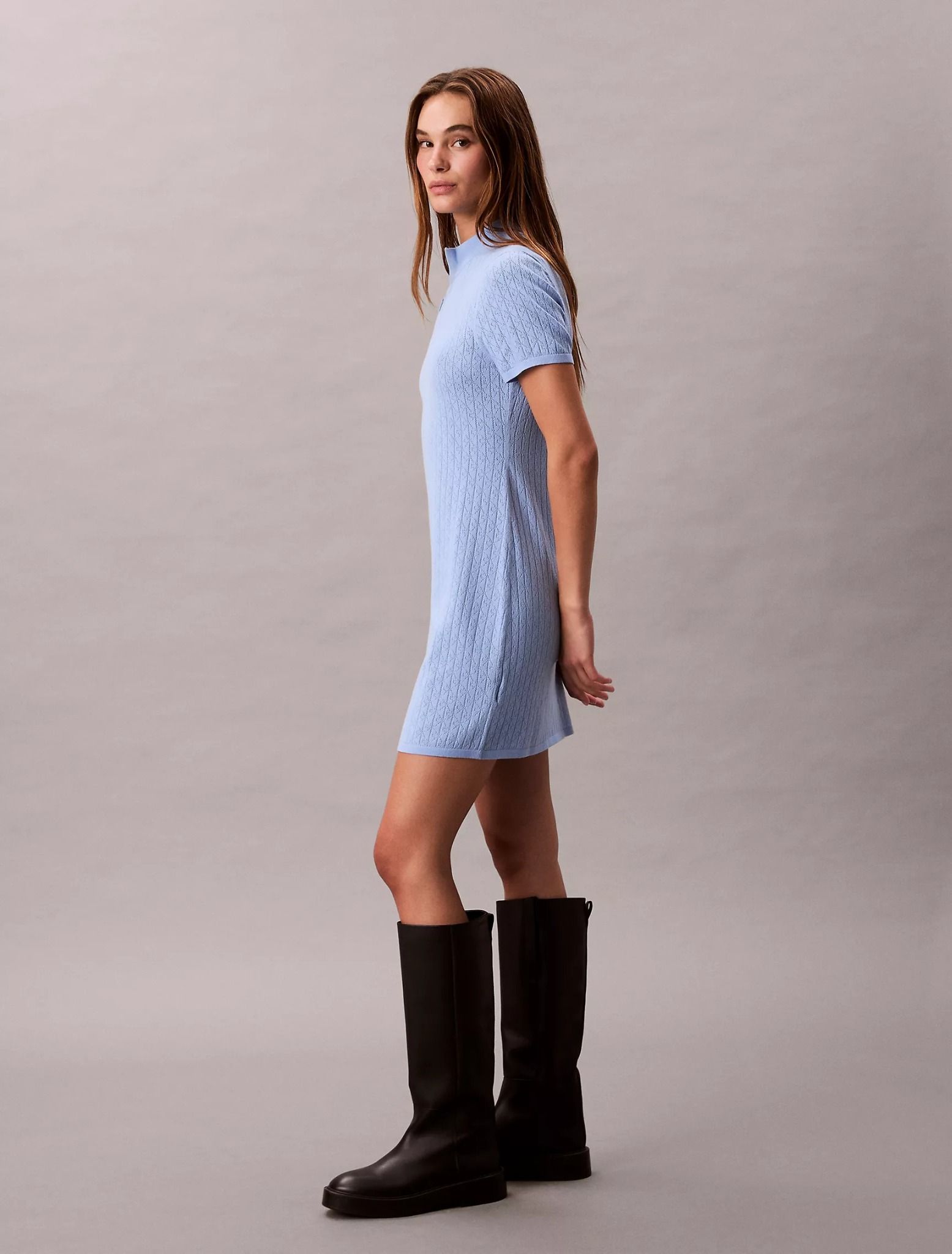 Calvin Klein - Đầm dệt kim nữ Tech Knit 1/4 Zip Mini Sweater Dress