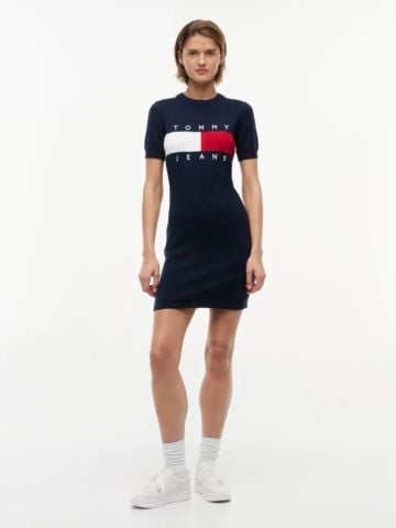 Tommy Hilfiger - Đầm Tay Ngắn Nữ TH Flag Logo Sweater Dress