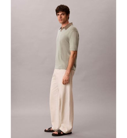 Calvin Klein - Áo Thun Có Cổ Nam Linen Blend Polo Sweater