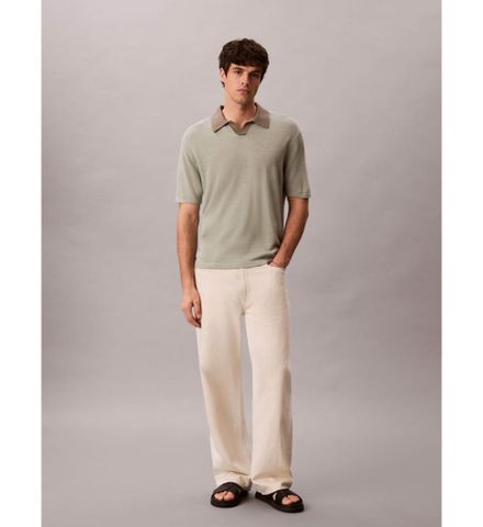 Calvin Klein - Áo Thun Có Cổ Nam Linen Blend Polo Sweater