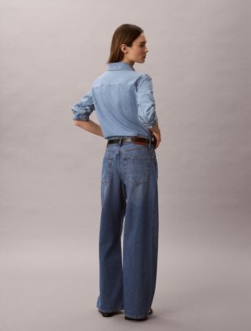 Calvin Klein - Quần Jean Dài Nữ Wide Leg Linen Jeans