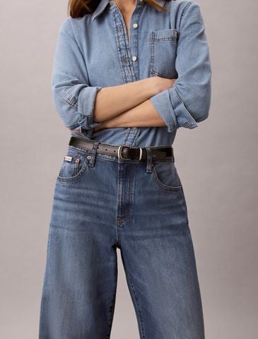 Calvin Klein - Quần Jean Dài Nữ Wide Leg Linen Jeans