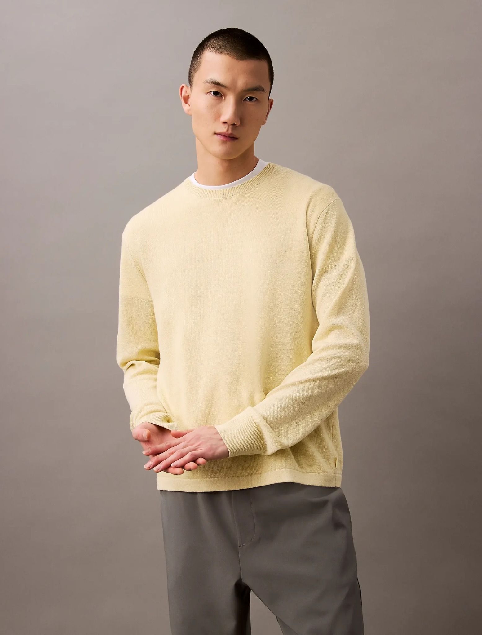 Calvin Klein - Áo len tay dài thao Nam CK Linen Silk Blend Relaxed Sweater