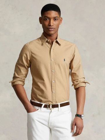 Ralph Lauren - Áo Sơ Mi Nam Tay Dài Long Sleeve Shirt Regular Fit Beige