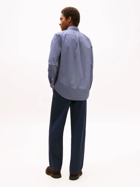 Tommy Hilfiger - Áo sơ mi tay dài nam Flex Poplin Regular Micro Print Shirt