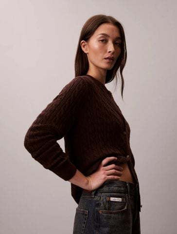 Calvin Klein - Áo Cardigan Nữ Wool Cable Crewneck Cardigan - 3
