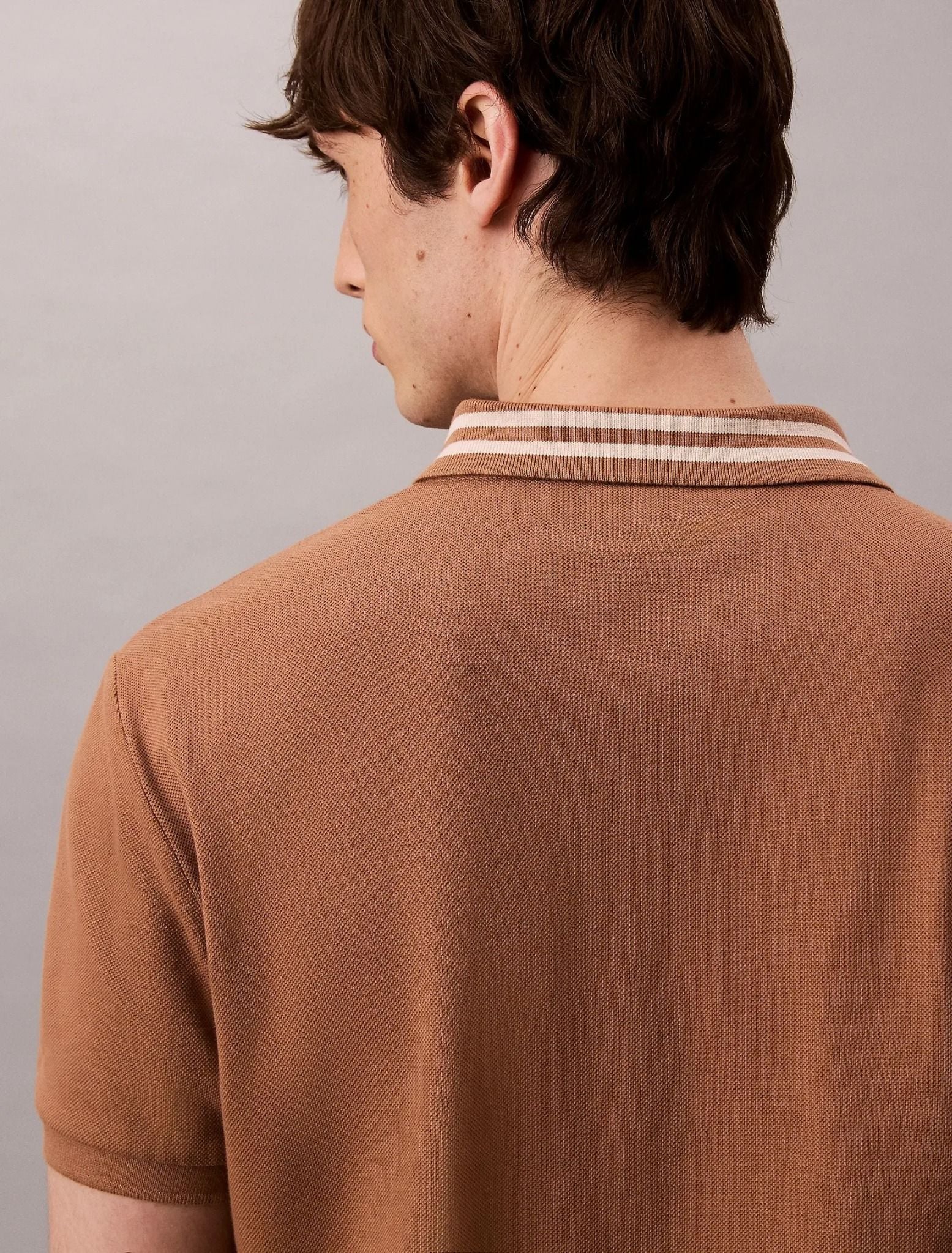 Calvin Klein - Áo polo tay ngắn nam Monogram Pique Tipped Classic Polo Shirt