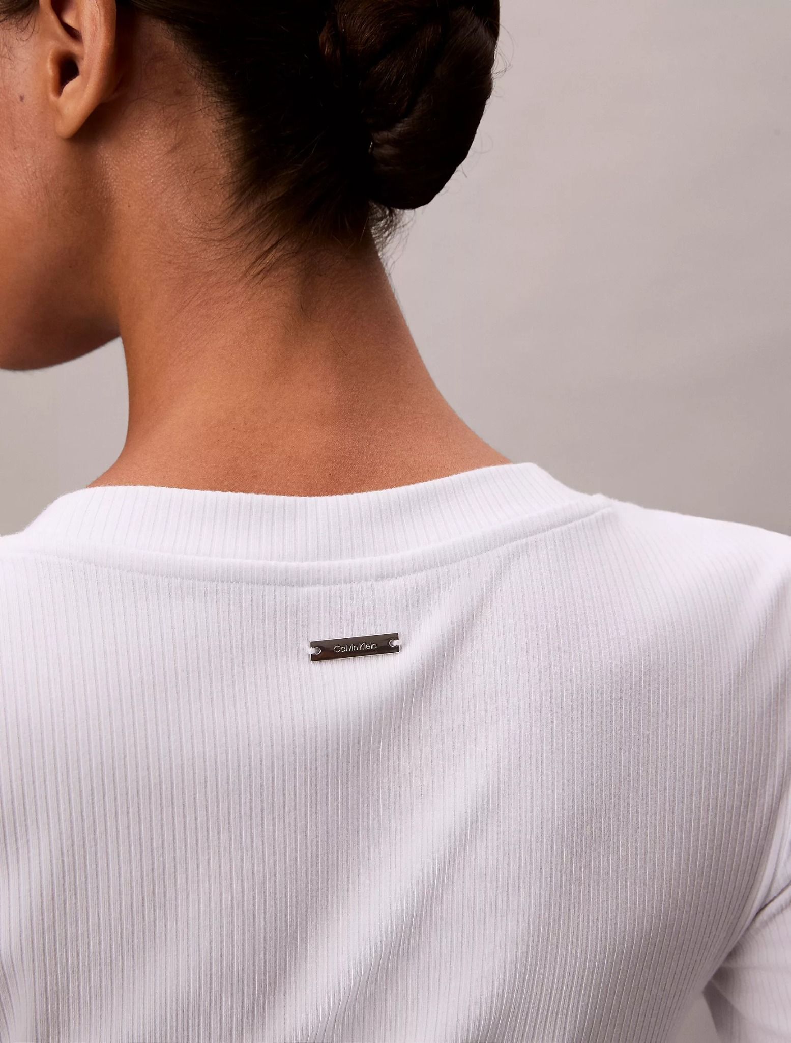 Calvin Klein - Áo tay dài dệt kim nữ Modal Stretch Rib Slim T-Shirt