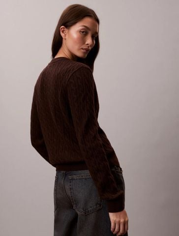 Calvin Klein - Áo Cardigan Nữ Wool Cable Crewneck Cardigan - 2