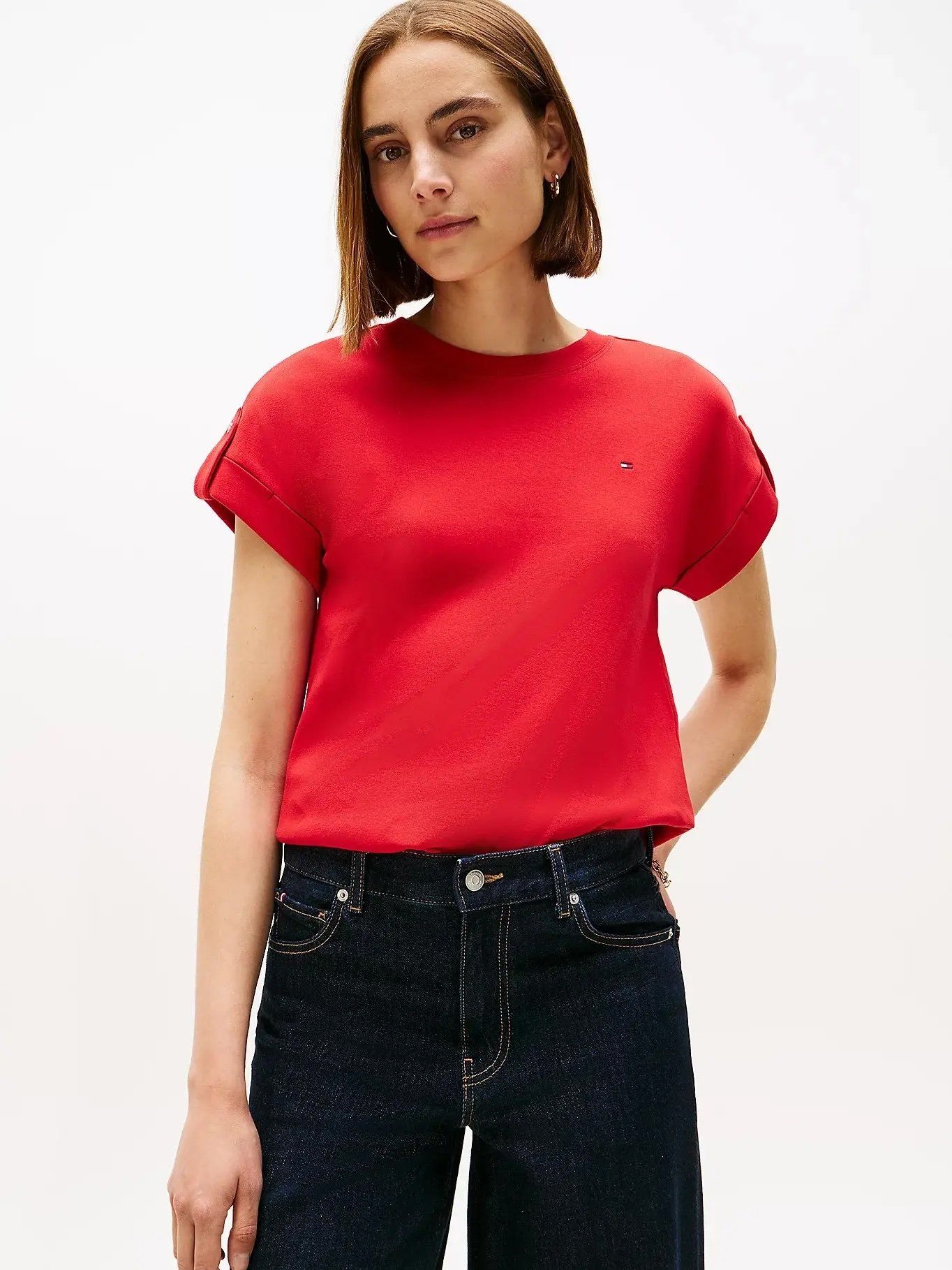 Tommy Hilfiger - Áo thun tay ngắn nữ Slim Roll Tab T-Shirt