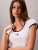 Calvin Klein - Áo Thun Tay Ngắn Nữ Slim Cotton Stretch Ringer T-Shirt