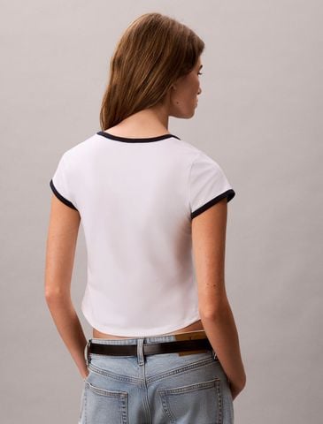 Calvin Klein - Áo Thun Tay Ngắn Nữ Slim Cotton Stretch Ringer T-Shirt