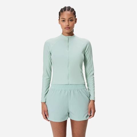 Speedo - Áo Rashguard Nữ Long Sleeve Solid Zip Rash Guard