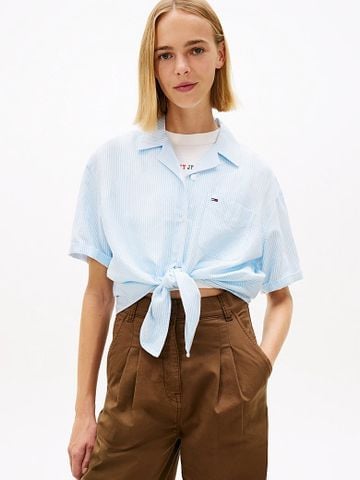 Tommy Hilfiger - Áo Sơ Mi Nữ Relaxed Fit Linen Blend Tie Front Shirt