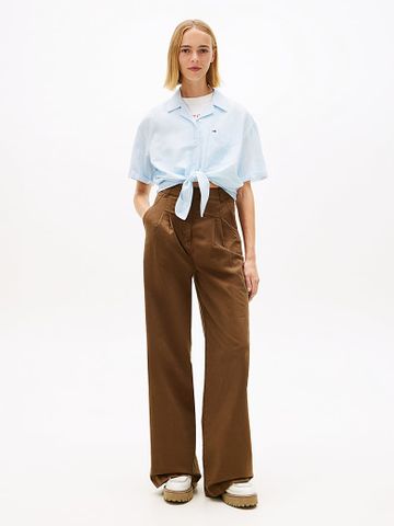 Tommy Hilfiger - Áo Sơ Mi Nữ Relaxed Fit Linen Blend Tie Front Shirt