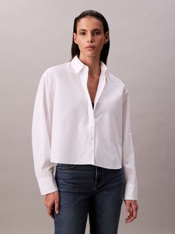 Calvin Klein - Áo sơ mi tay dài nữ Boxy Cropped Button-Down Shirt