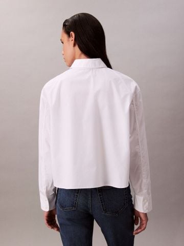 Calvin Klein - Áo sơ mi tay dài nữ Boxy Cropped Button-Down Shirt - 4