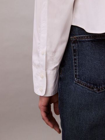 Calvin Klein - Áo sơ mi tay dài nữ Boxy Cropped Button-Down Shirt - 2