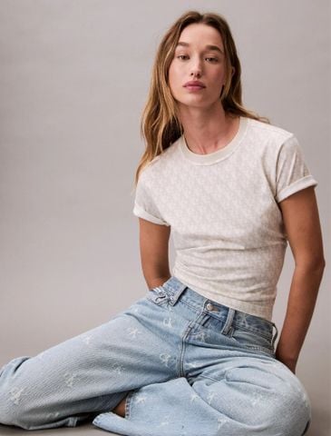 Calvin Klein - Áo phông thời trang nữ Allover Monogram Logo Classic T-Shirt - 2