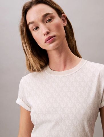 Calvin Klein - Áo phông thời trang nữ Allover Monogram Logo Classic T-Shirt - 4