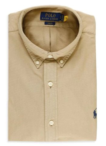 Ralph Lauren - Áo Sơ Mi Nam Tay Dài Long Sleeve Shirt Regular Fit Beige
