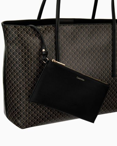 Calvin Klein - Túi Tote Nữ Allover Emblem Logo Tote Bag With Pouch - 2