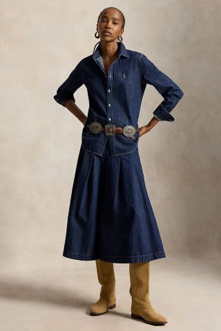Ralph Lauren - Váy Jean Nữ Woven Flared Skirt Denim